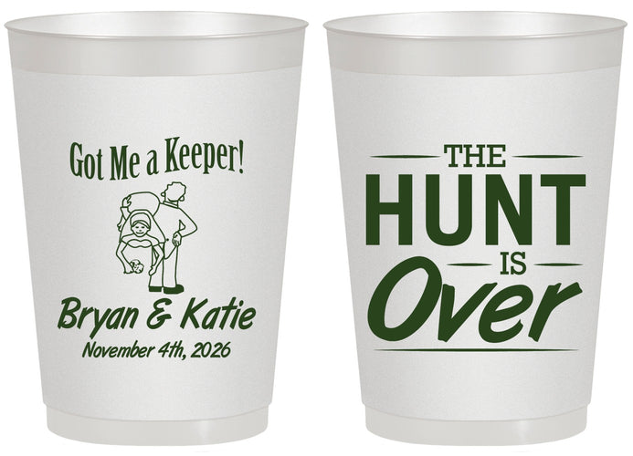 Personalized Wedding 20 oz Frosted Cups - The Hunt Is Over | 216
