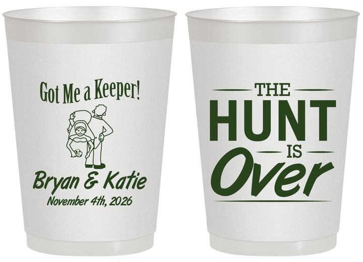 Personalized Wedding 20 oz Frosted Cups - The Hunt Is Over | 216