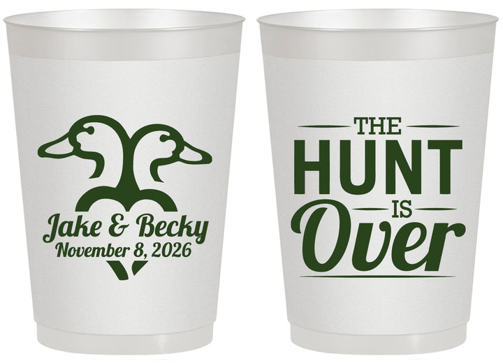 Personalized Wedding 20 oz Frosted Cups - The Hunt Is Over Duck | 217