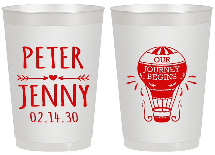 Personalized Wedding 20 oz Frosted Cups - Hot Air Balloon | 219
