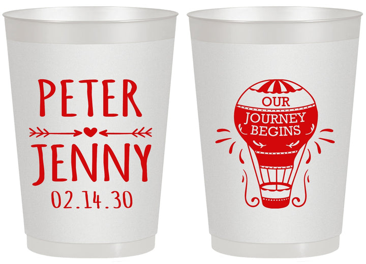 Personalized Wedding 20 oz Frosted Cups - Hot Air Balloon | 219
