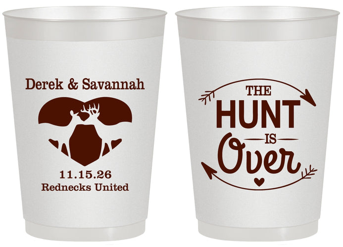 Personalized Wedding 20 oz Frosted Cups - The Hunt Is Over Deer | 220