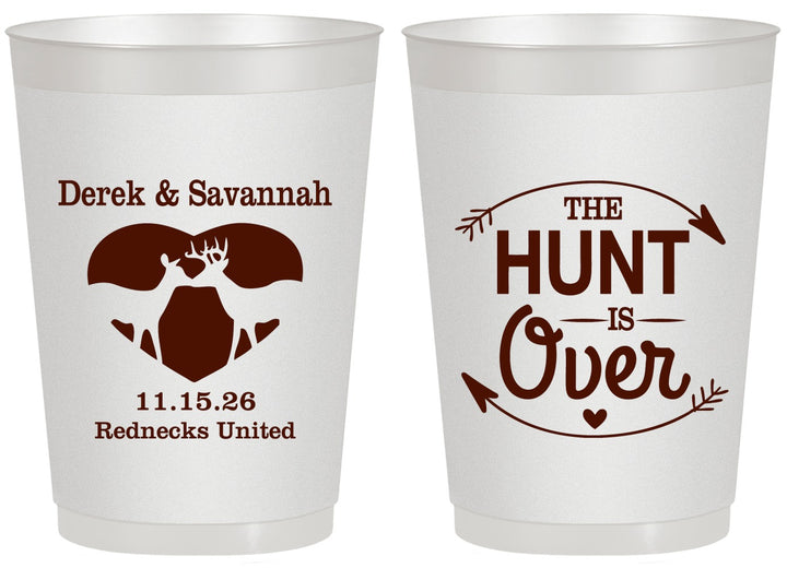Personalized Wedding 20 oz Frosted Cups - The Hunt Is Over Deer | 220