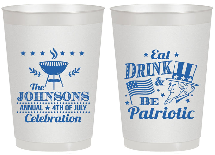 Personalized 4th Of July 20 oz Frosted Cups - Eat Drink Patriotic | 220003