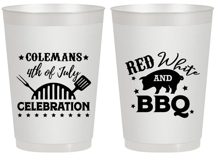 Personalized 4th Of July 20 oz Frosted Cups - Red White Bbq | 220008