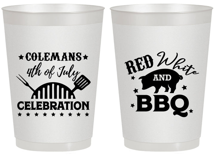 Personalized 4th Of July 20 oz Frosted Cups - Red White Bbq | 220008