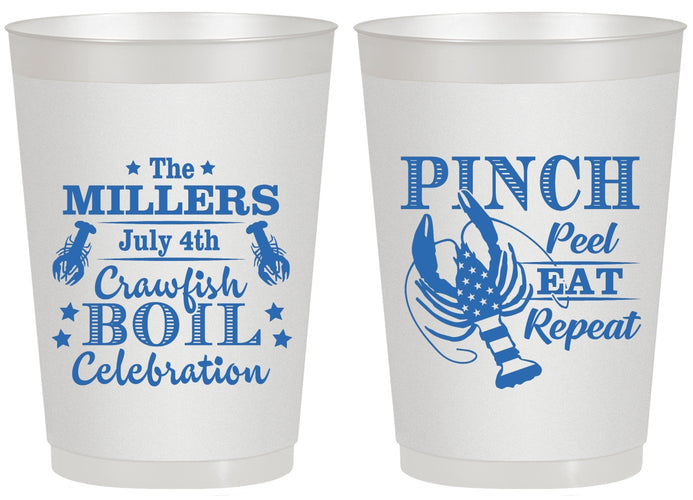 Personalized 4th Of July 20 oz Frosted Cups - Pink Peel Crawfish | 220011