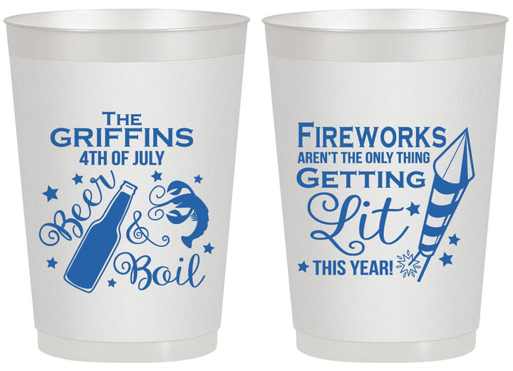 Personalized 4th Of July 20 oz Frosted Cups - Beach Red White Blue | 220019