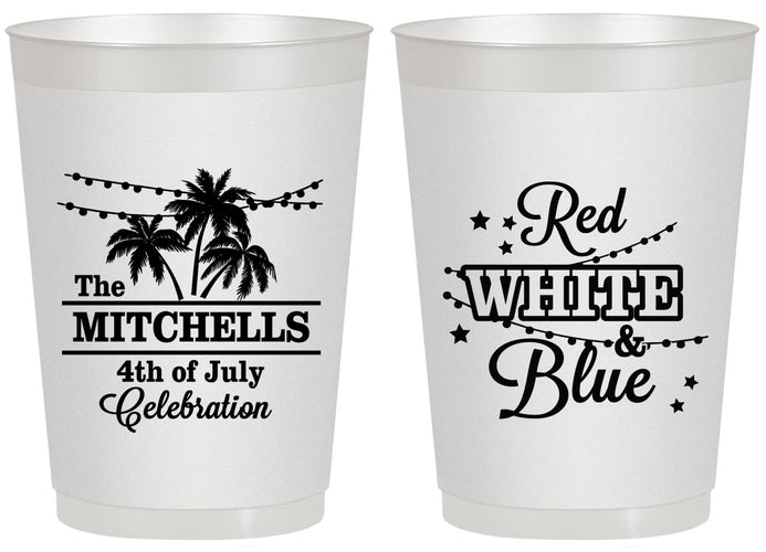 Personalized 4th Of July 20 oz Frosted Cups - Beach Stars Stripes | 220020