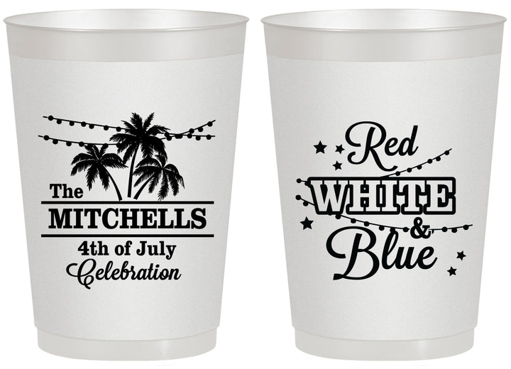 Personalized 4th Of July 20 oz Frosted Cups - Beach Stars Stripes | 220020