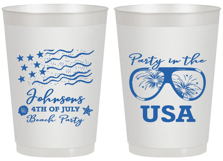 Personalized 4th Of July 20 oz Frosted Cups - Party In The Usa | 220023