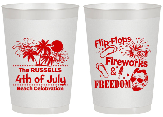 Personalized 4th Of July 20 oz Frosted Cups - Fireworks Beach | 220026