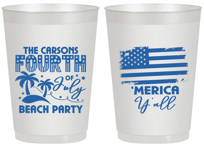 Personalized 4th Of July 20 oz Frosted Cups - Beach Merica Yall | 220027