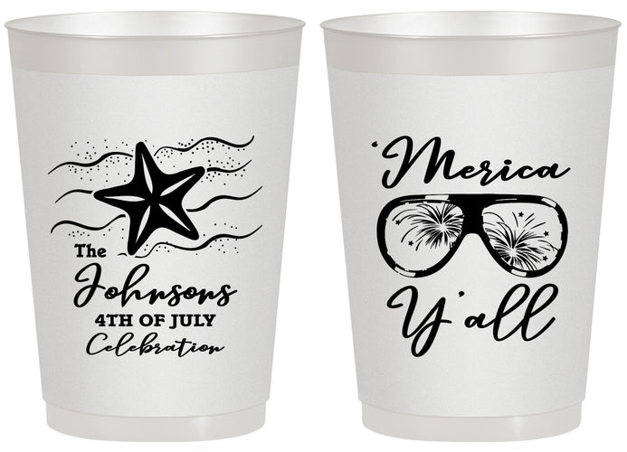 Personalized 4th Of July 20 oz Frosted Cups - Beach Merica Yall | 220028