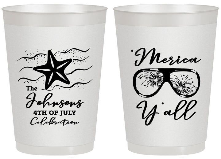 Personalized 4th Of July 20 oz Frosted Cups - Beach Merica Yall | 220028
