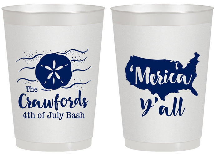 Personalized 4th Of July 20 oz Frosted Cups - Beach Merica Yall | 220029
