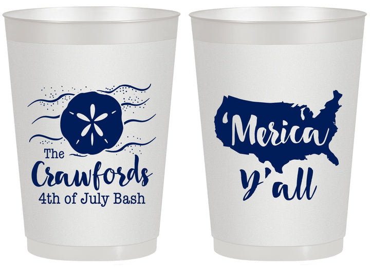 Personalized 4th Of July 20 oz Frosted Cups - Beach Merica Yall | 220029