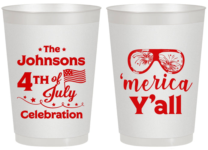 Personalized 4th Of July 20 oz Frosted Cups - Merica Yall | 220034