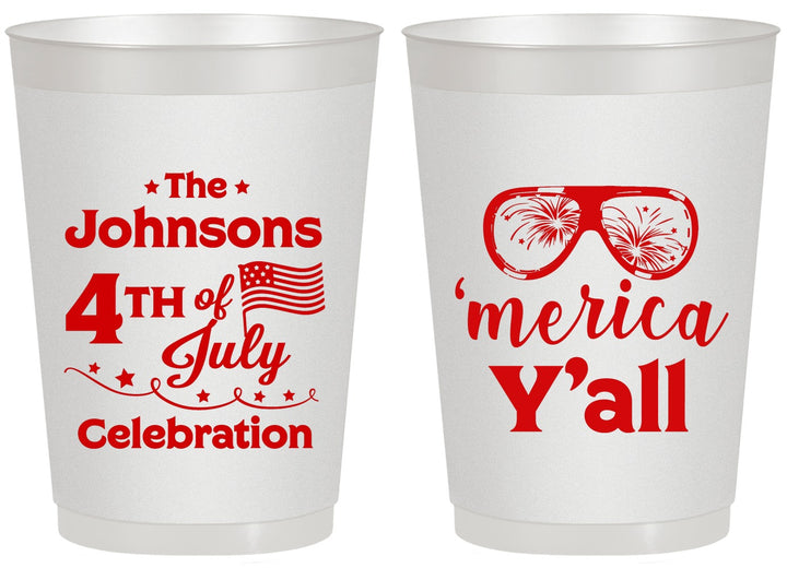Personalized 4th Of July 20 oz Frosted Cups - Merica Yall | 220034