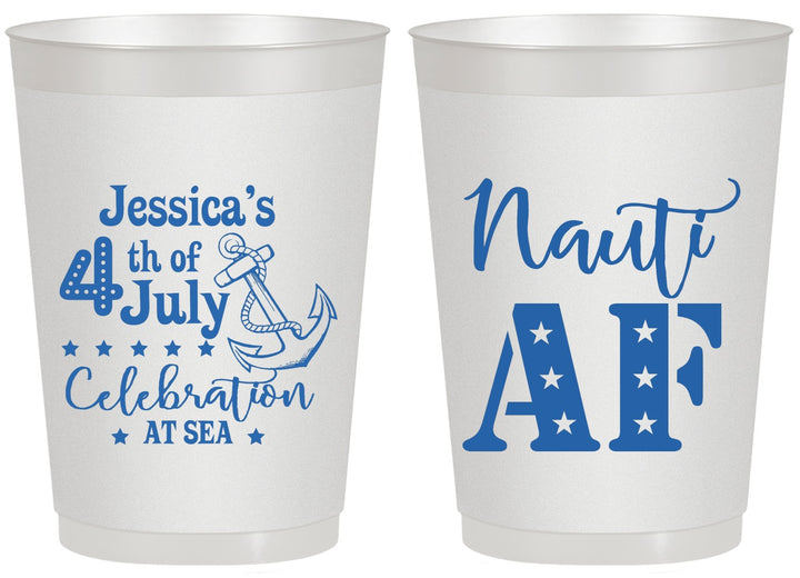 Personalized 4th Of July 20 oz Frosted Cups - Nautical Anchor | 220035