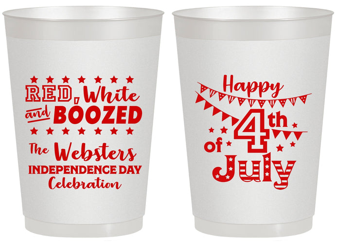 Personalized 4th Of July 20 oz Frosted Cups - Red White Booze | 220042