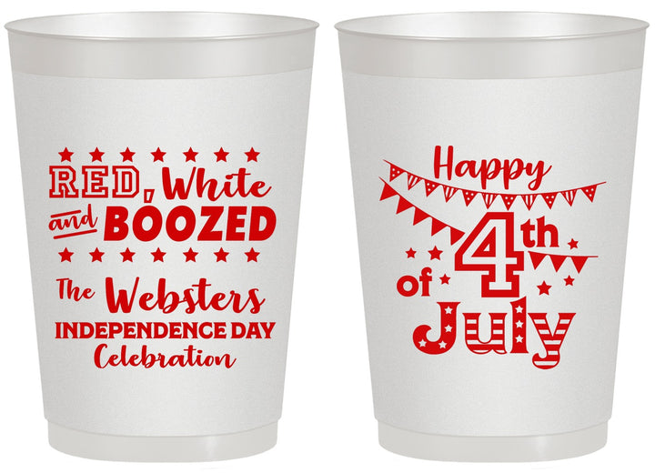 Personalized 4th Of July 20 oz Frosted Cups - Red White Booze | 220042