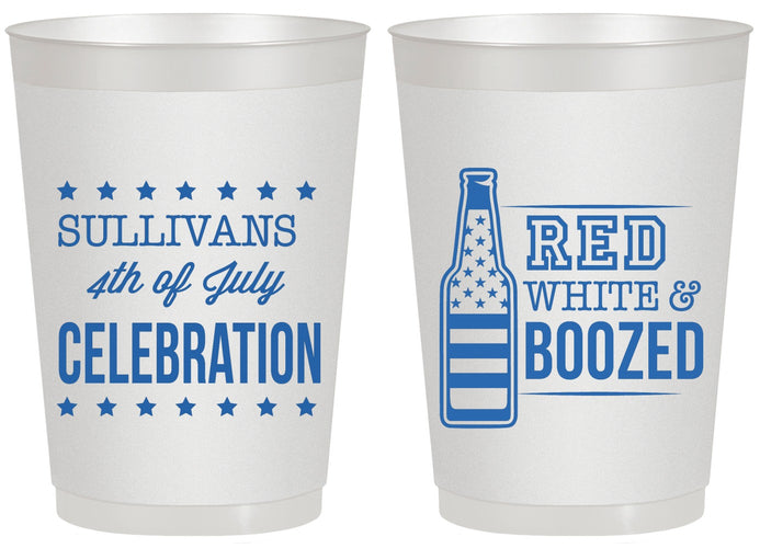 Personalized 4th Of July 20 oz Frosted Cups - Red White Booze | 220043