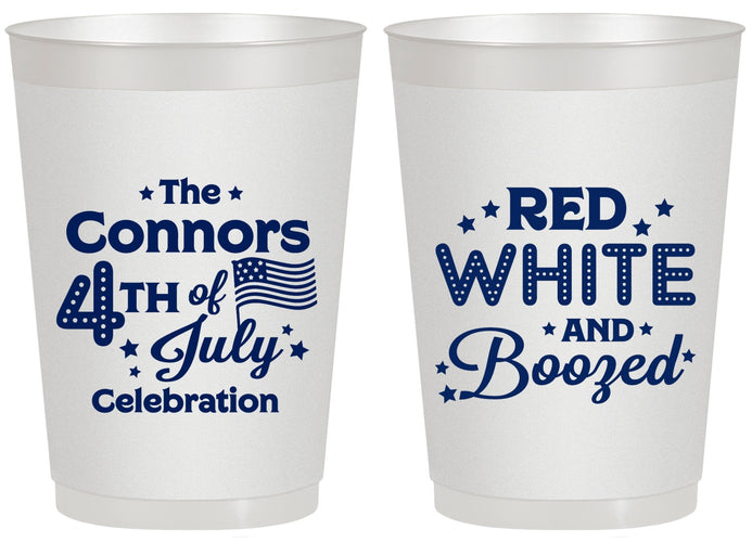 Personalized 4th Of July 20 oz Frosted Cups - Red White Booze | 220045