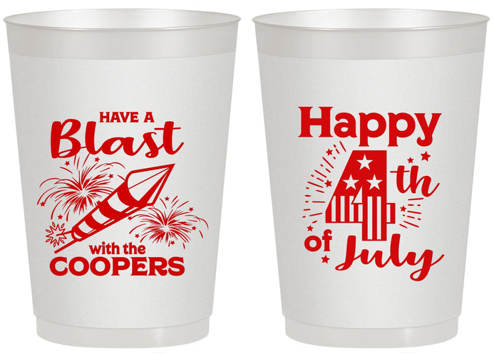 Personalized 4th Of July 20 oz Frosted Cups - Fireworks | 220046