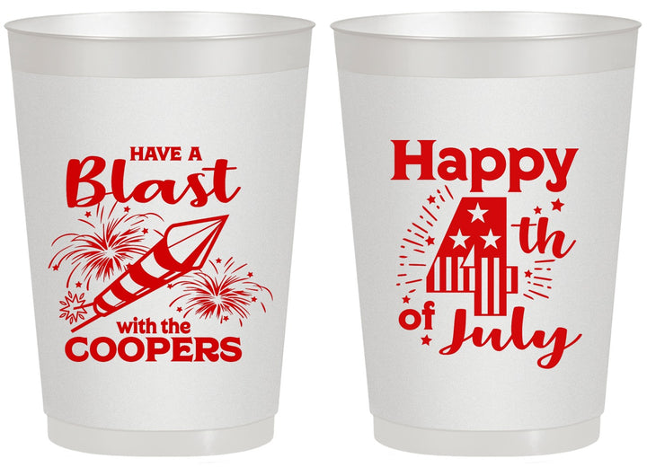 Personalized 4th Of July 20 oz Frosted Cups - Fireworks | 220046