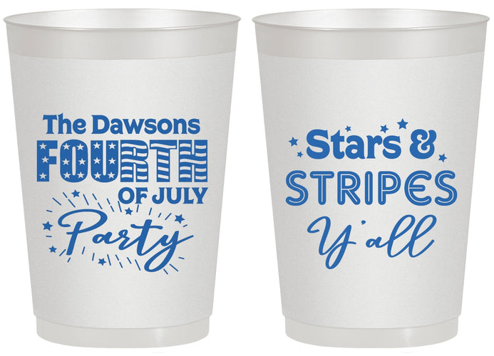 Personalized 4th Of July 20 oz Frosted Cups - Stars Stripes | 220047