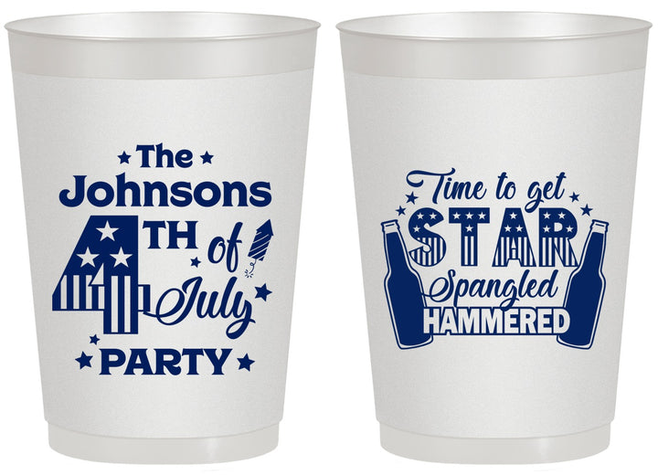 Personalized 4th Of July 20 oz Frosted Cups - Star Spangled Hammered | 220049