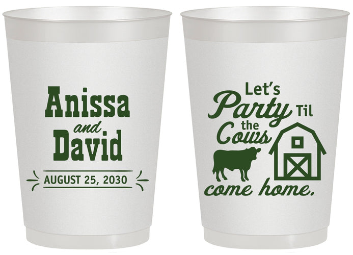 Personalized Wedding 20 oz Frosted Cups - Party Til The Cows Come Home | 222