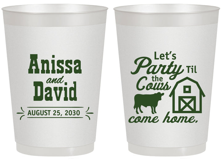 Personalized Wedding 20 oz Frosted Cups - Party Til The Cows Come Home | 222