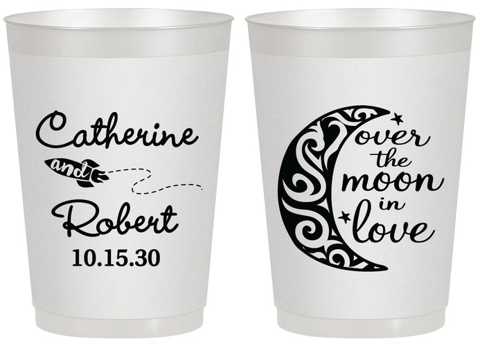 Personalized Wedding 20 oz Frosted Cups - Over The Moon In Love | 224