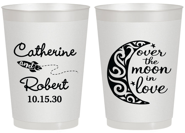 Personalized Wedding 20 oz Frosted Cups - Over The Moon In Love | 224