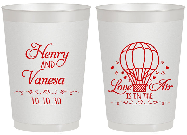 Personalized Wedding 20 oz Frosted Cups - Hot Air Balloon | 225