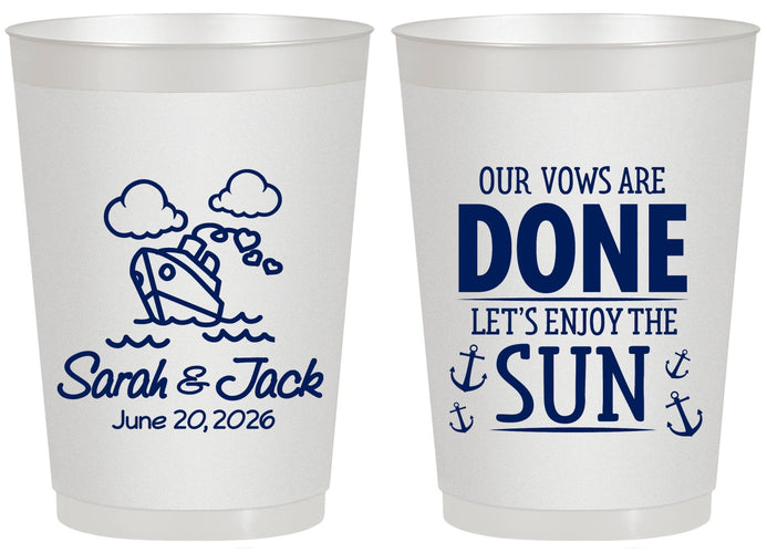 Personalized Wedding 20 oz Frosted Cups - Vows Are Done Cruise | 229