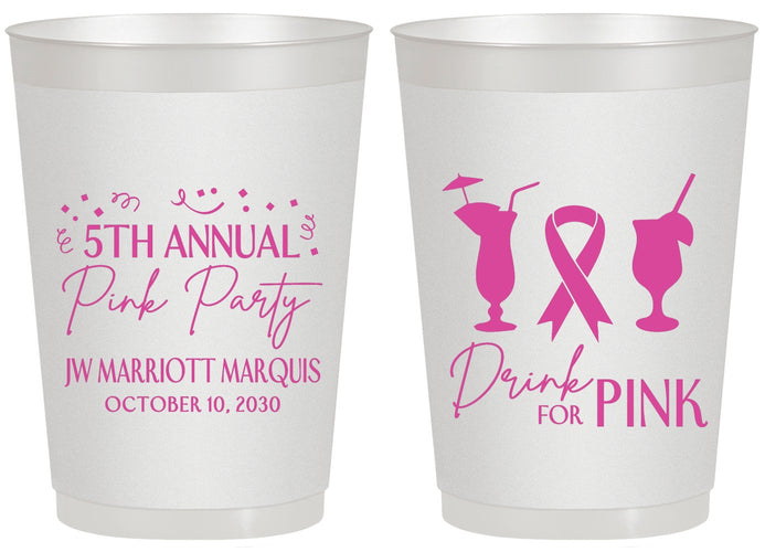 Personalized Awareness 20 oz Frosted Cups - Drink For Pink | 230001