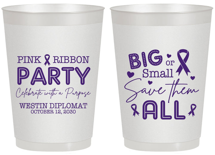 Personalized Awareness 20 oz Frosted Cups - Pink Ribbon | 230004