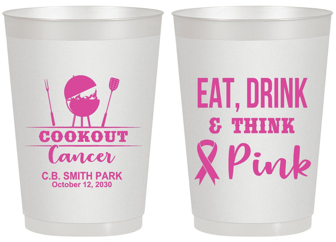 Personalized Awareness 20 oz Frosted Cups - Eat Drink Think Pink | 230009