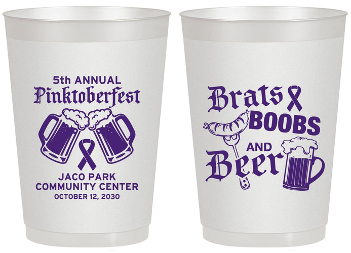 Personalized Awareness 20 oz Frosted Cups - Brats Boobs Beer | 230012