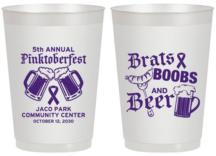 Personalized Awareness 20 oz Frosted Cups - Brats Boobs Beer | 230012