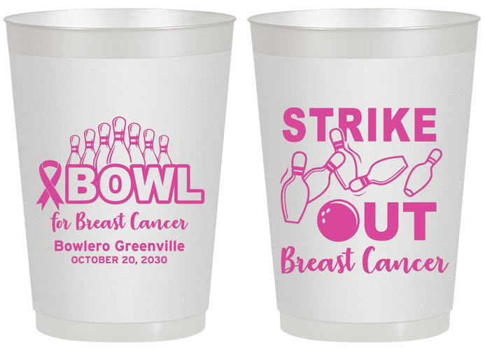Personalized Awareness 20 oz Frosted Cups - Bowling Strike Out | 230015