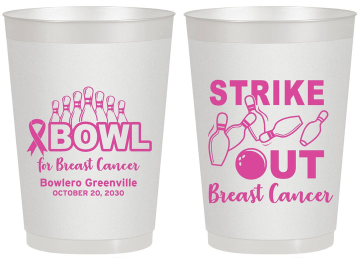 Personalized Awareness 20 oz Frosted Cups - Bowling Strike Out | 230015