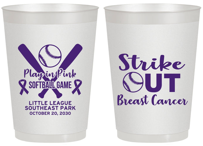 Personalized Awareness 20 oz Frosted Cups - Baseball Strick Out | 230016