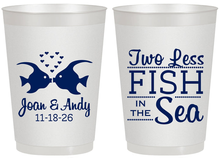 Personalized Wedding 20 oz Frosted Cups - Two Less Fish In The Sea | 231