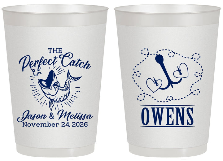 Personalized Wedding 20 oz Frosted Cups - The Perfect Catch | 232