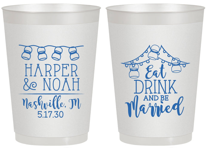 Personalized Wedding 20 oz Frosted Cups - Eat Drink Be Married | 235