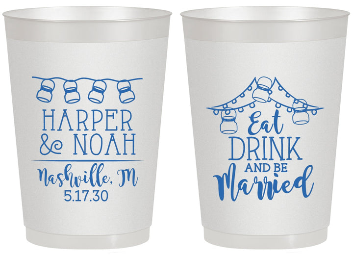Personalized Wedding 20 oz Frosted Cups - Eat Drink Be Married | 235